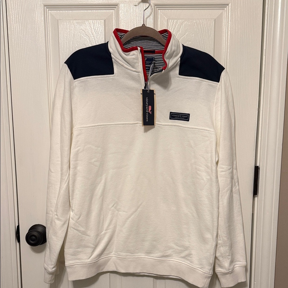 Brand New Mens Vineyard Vines Nautica Men's Zip-Up Sweater in White and Navy